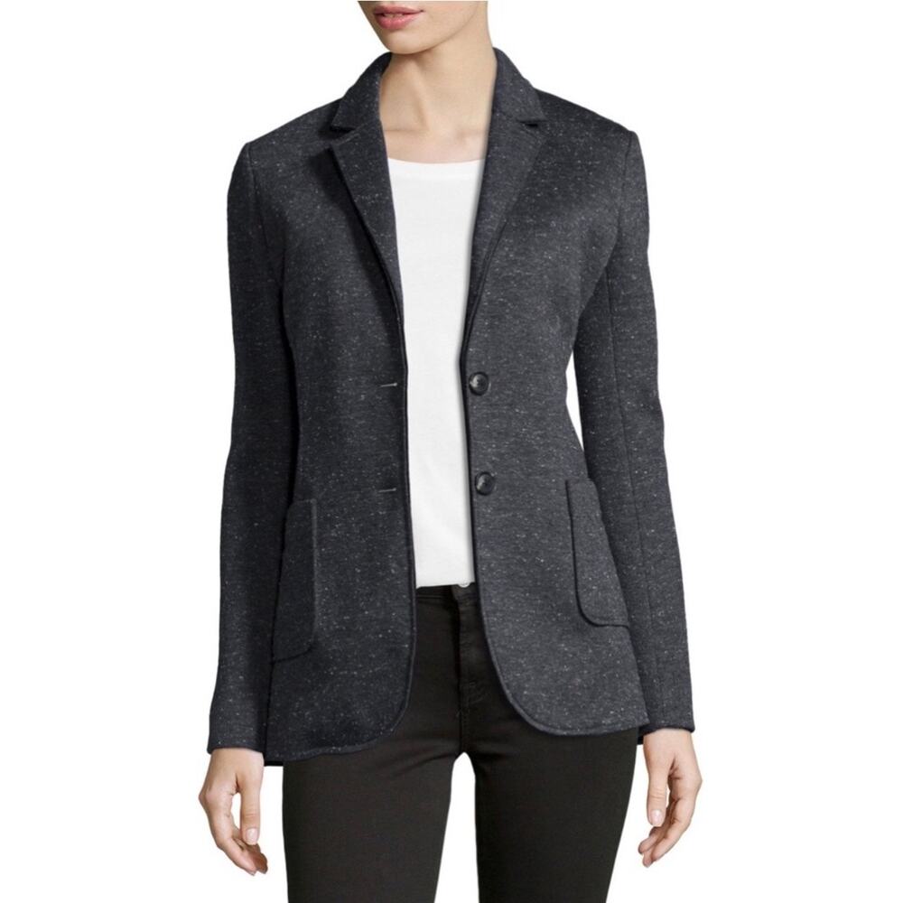 ATM Women’s Silk Blender Speckled Tweed Bonded Knit Two Button Blazer